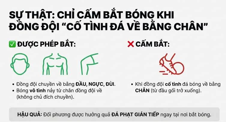 Thủ môn có được dùng tay bắt bóng từ đường chuyền về của đồng đội không? Luật chuyền về dễ hiểu